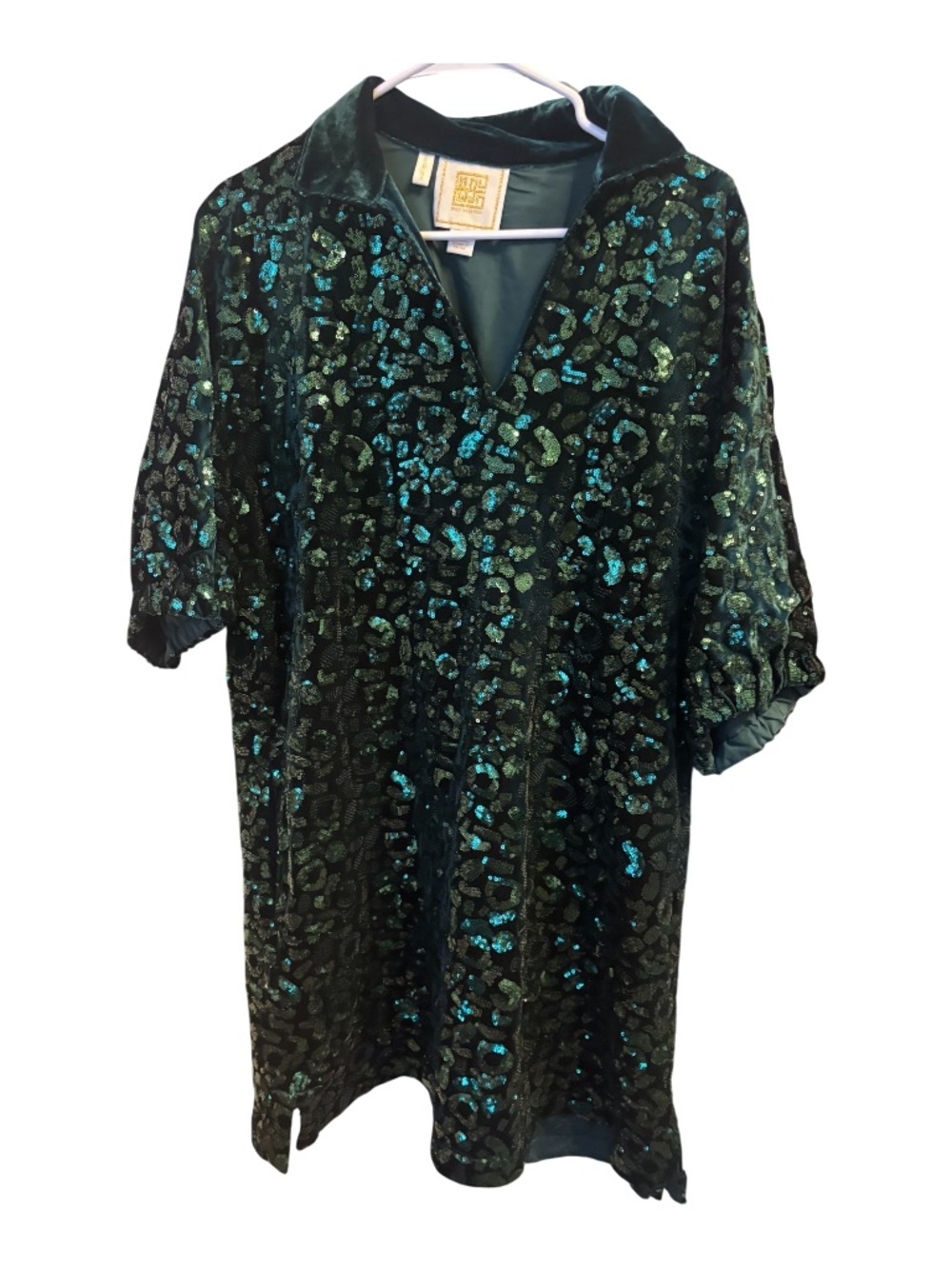 Emily McCarthy Deep Green Velvet Dress - L